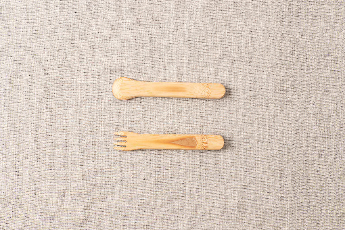 Child spoon, fork / Smoked Mōsō bamboo / Kōchi-JPN 321211