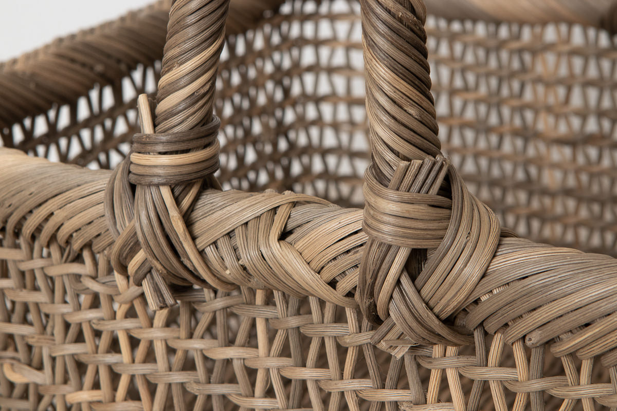 Wide Rectangle Basket with Handle – Sukashi Weave / Gray Akebi Vine / Nagano-JPN 311249-1