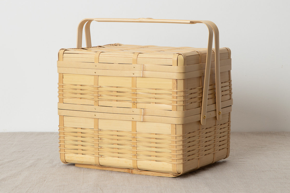 Lunch box with handle M, L, L(2-tier) / White bamboo / Kagoshima-JPN 321105