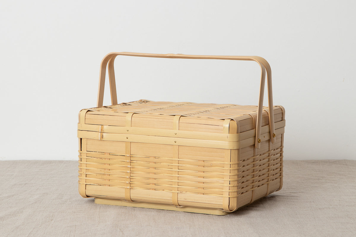 Lunch box with handle M, L, L(2-tier) / White bamboo / Kagoshima-JPN 321105