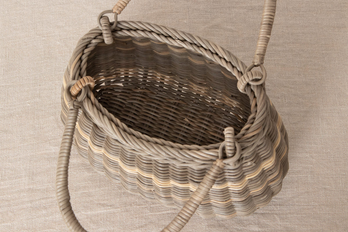 Hand bag “Plump” -close weave- S / Gray Akebi vine / Nagano-JPN 311247-1