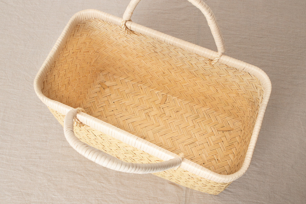 Market Basket with Rattan Handle M-Fine / Suzutake Bamboo / Iwate-JPN 450801-1