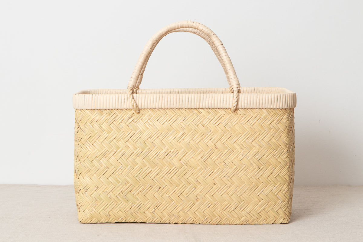 Market Basket with Rattan Handle M-Fine / Suzutake Bamboo / Iwate-JPN 450801-1