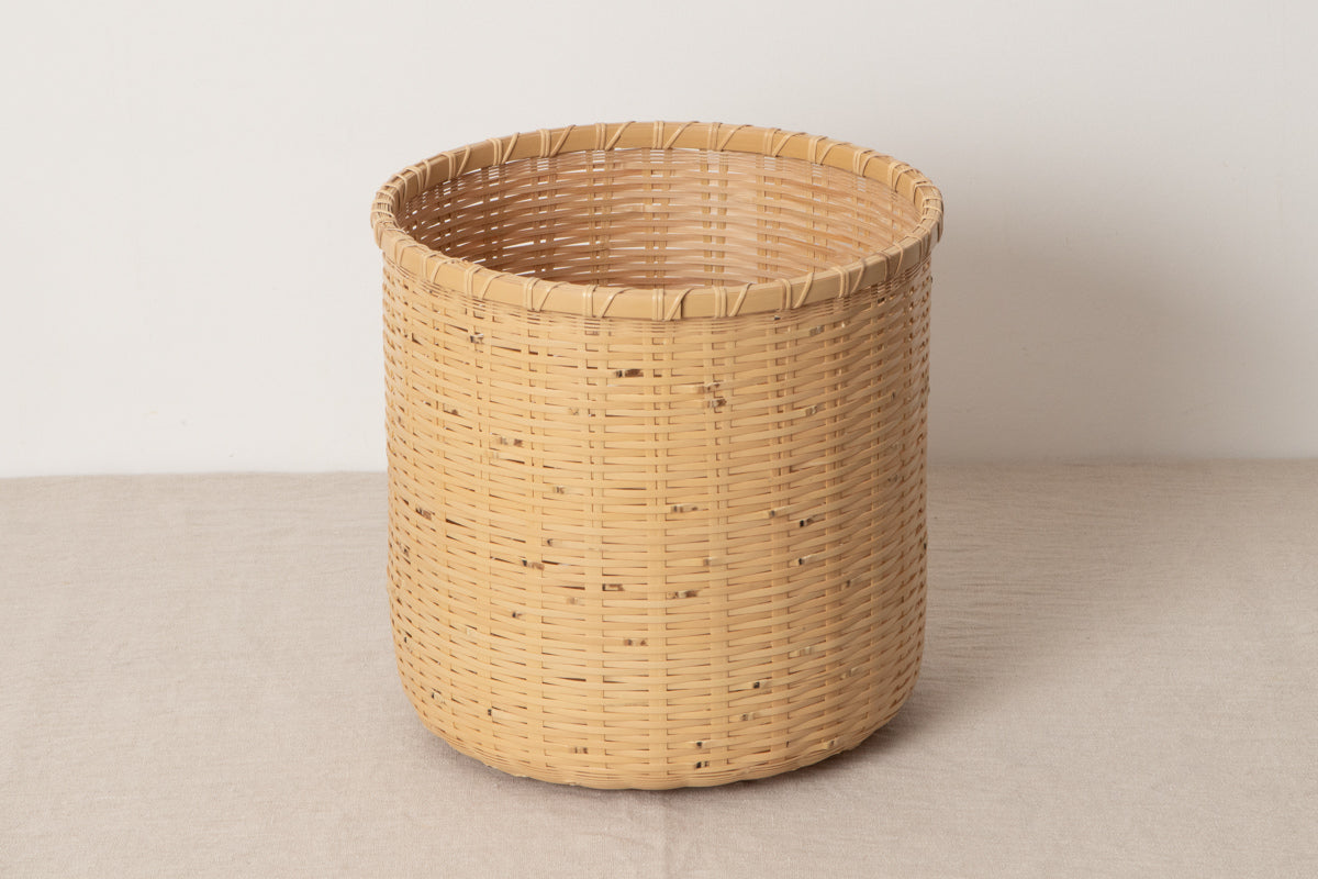 Cylindrical Waste Basket / White Bamboo / Ehime-JPN 520206-1