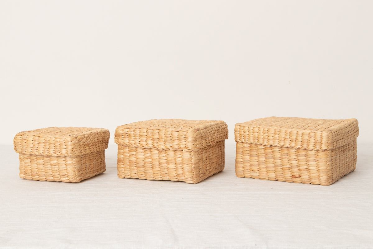 Compact Square Box with Lid / Water Hyacinth / THA 3115211
