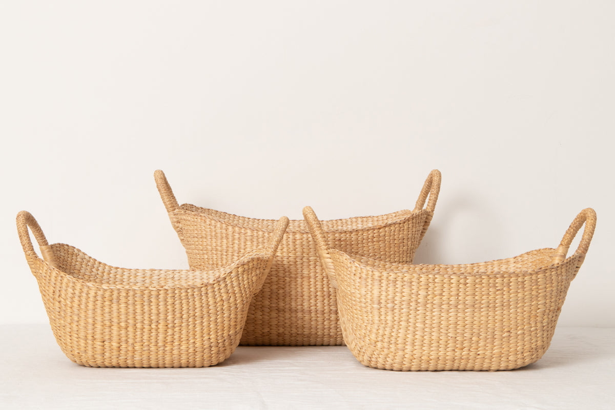 Organizing basket -Ring handle- S, M, L / Water hyacinth / THA 3115203