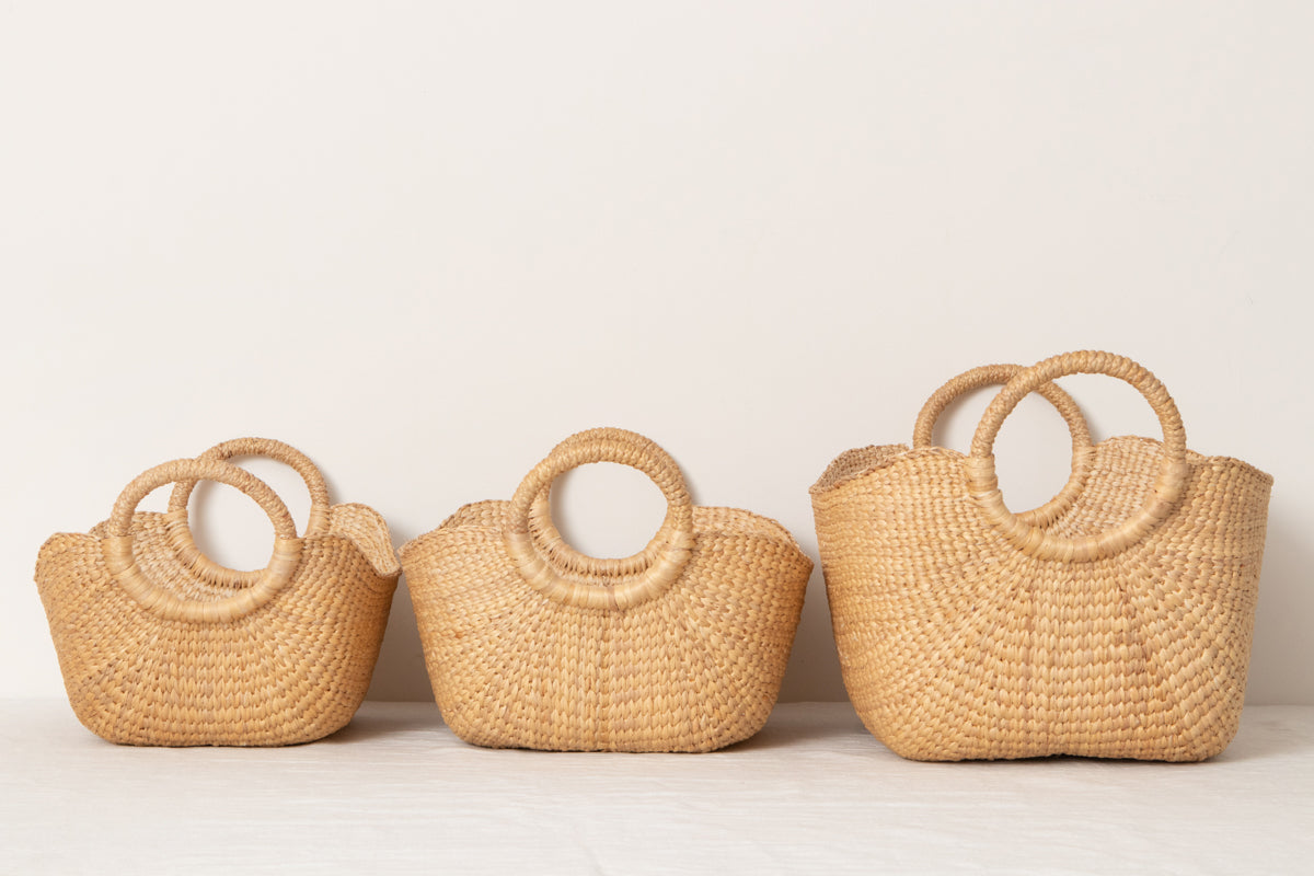 Organizing basket -Ring handle- S, M, L / Water hyacinth / THA 3115203