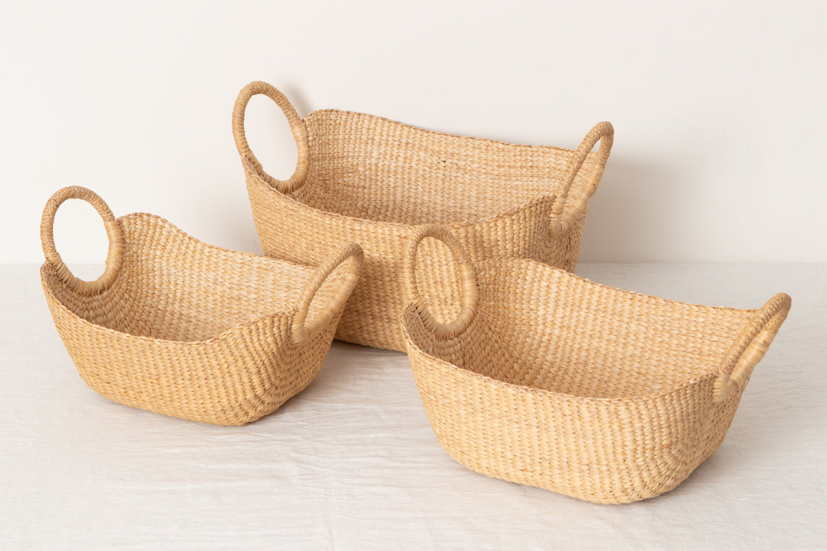 Organizing basket -Ring handle- S, M, L / Water hyacinth / THA 3115203