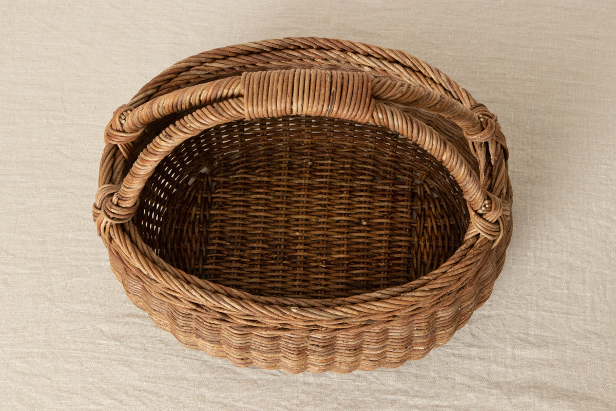 2 handle basket / Brown Akebi vine / Nagano-JPN 311250-1