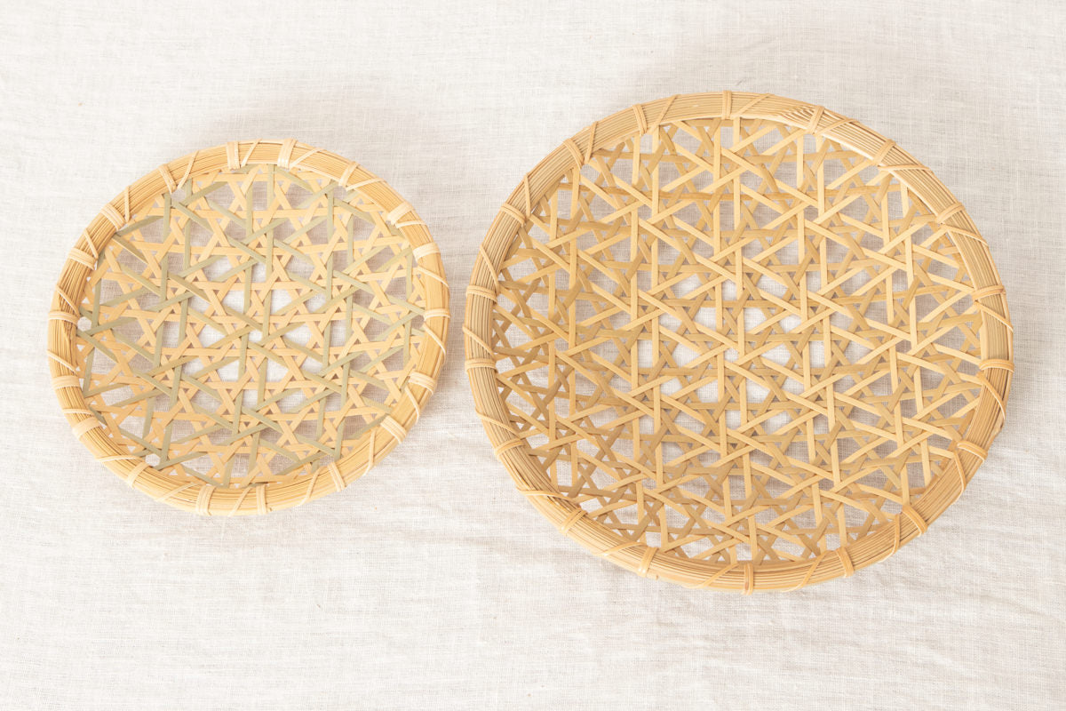 Flat Basket Tray "Inserted Mutsume Weave" / Madake Bamboo / Tottori-JPN 320712
