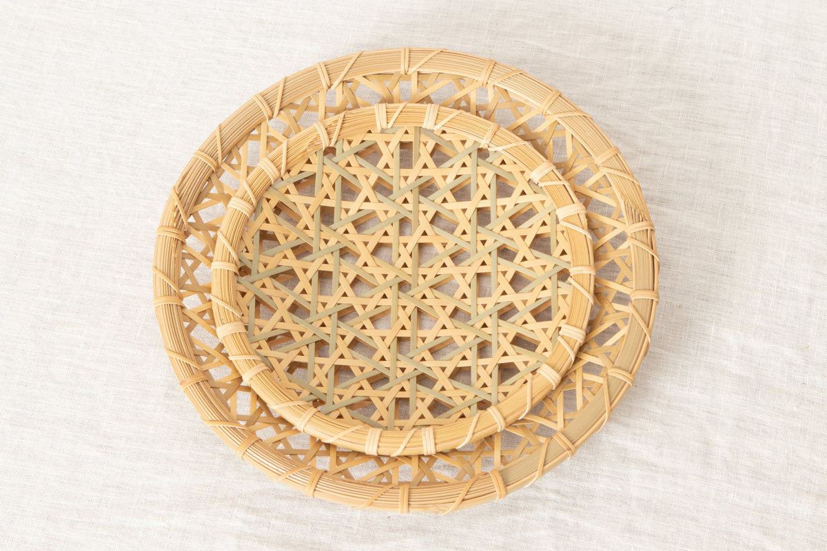 Flat Basket Tray "Inserted Mutsume Weave" / Madake Bamboo / Tottori-JPN 320712
