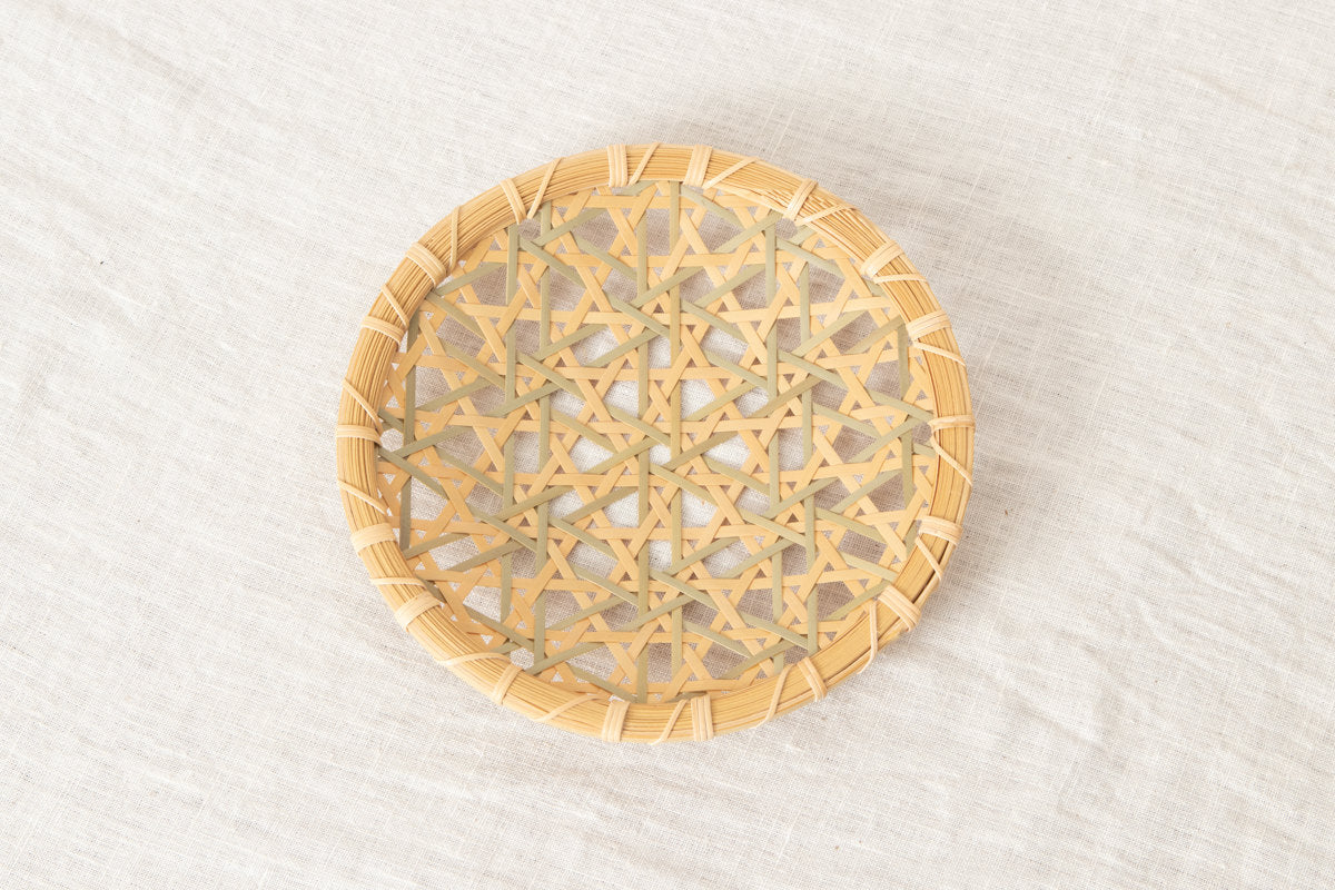 Flat Basket Tray "Inserted Mutsume Weave" / Madake Bamboo / Tottori-JPN 320712