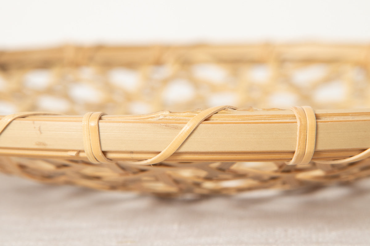 Flat Basket Tray "Inserted Mutsume Weave" / Madake Bamboo / Tottori-JPN 320712