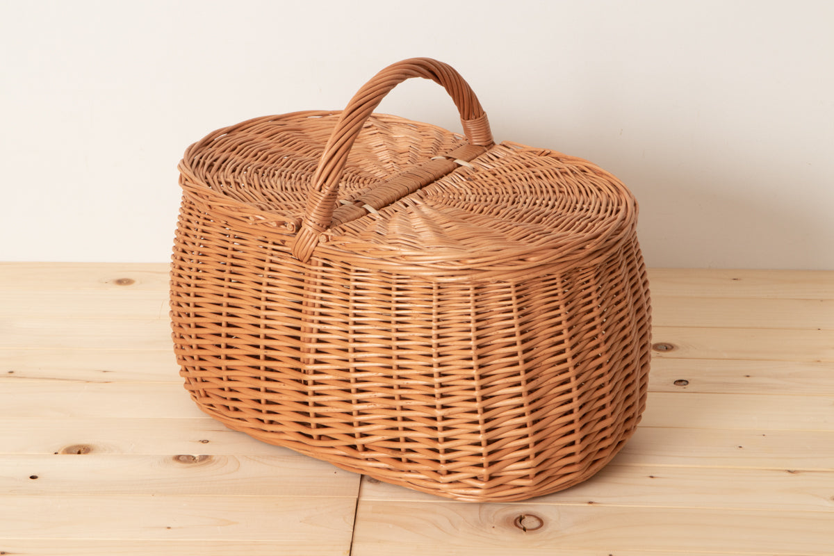 One handle basket with lid / Willow / POL 340217-1