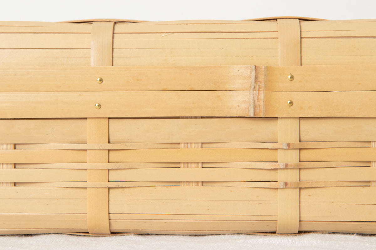 Lunch box with handle -shallow- (with hinges) / White bamboo / Kagoshima-JPN 321102-1