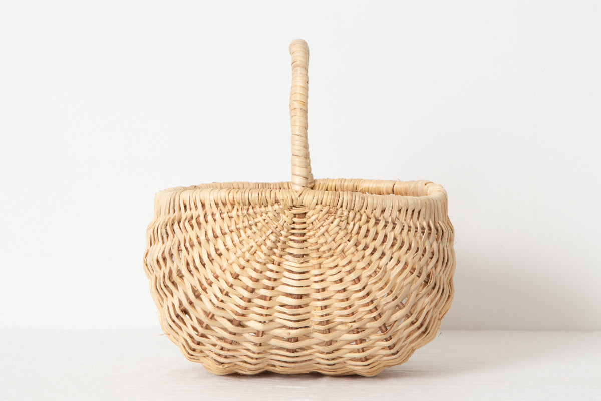 Round Basket with Handle / Pine Root / POL 340222-1