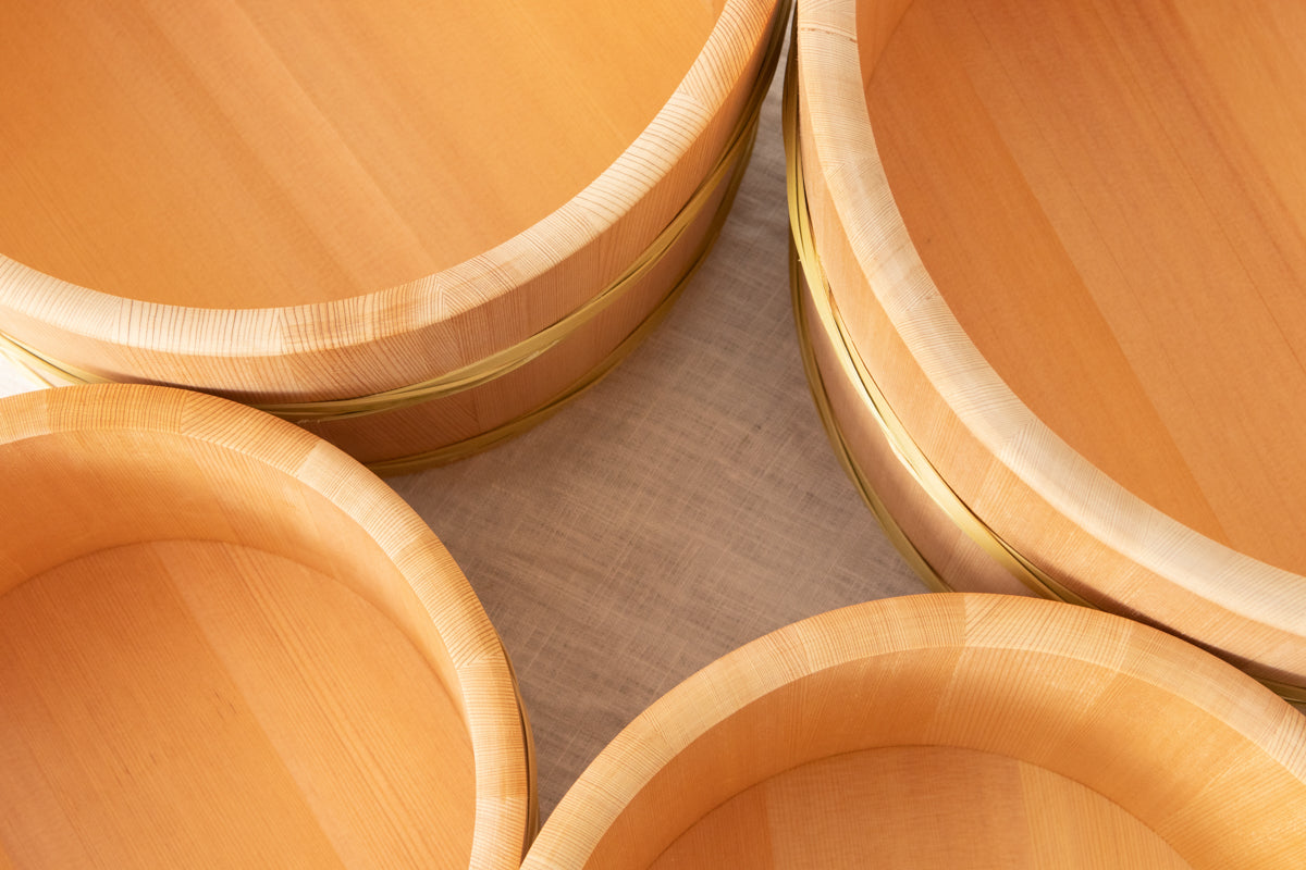 Cooked rice container(Bamboo hoop) "Ohitsu" 18cm, 21cm, 24cm, 27cm 4sizes / Sawara cypress / Nagano-JPN 811116