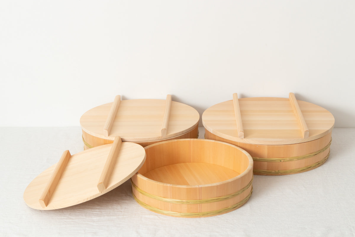 Sushi tub(Bamboo hoop) 39cm, 42cm, 45cm larger 3sizes / Sawara cypress / Nagano-JPN 811105