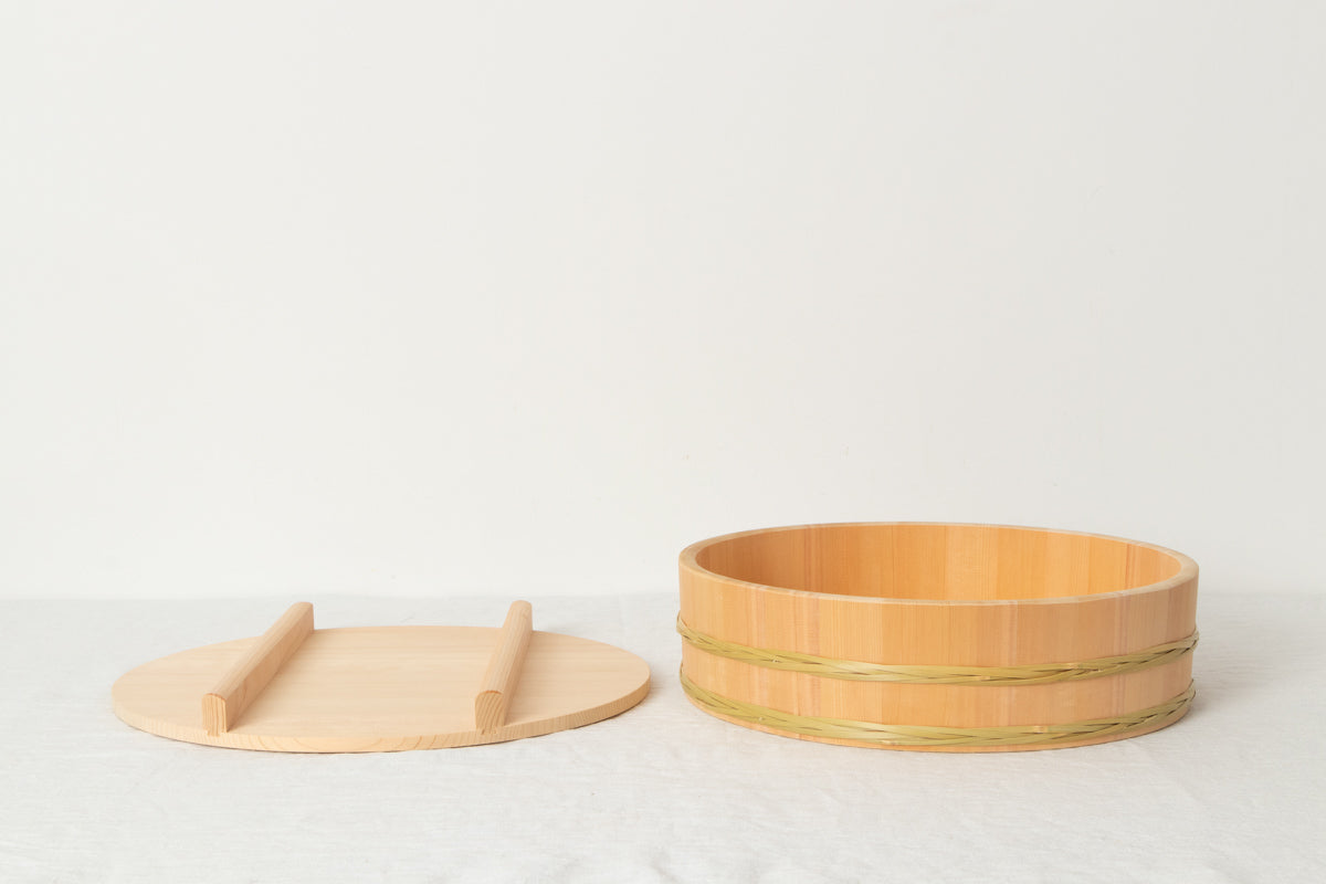 Sushi tub(Bamboo hoop) 39cm, 42cm, 45cm larger 3sizes / Sawara cypress / Nagano-JPN 811105