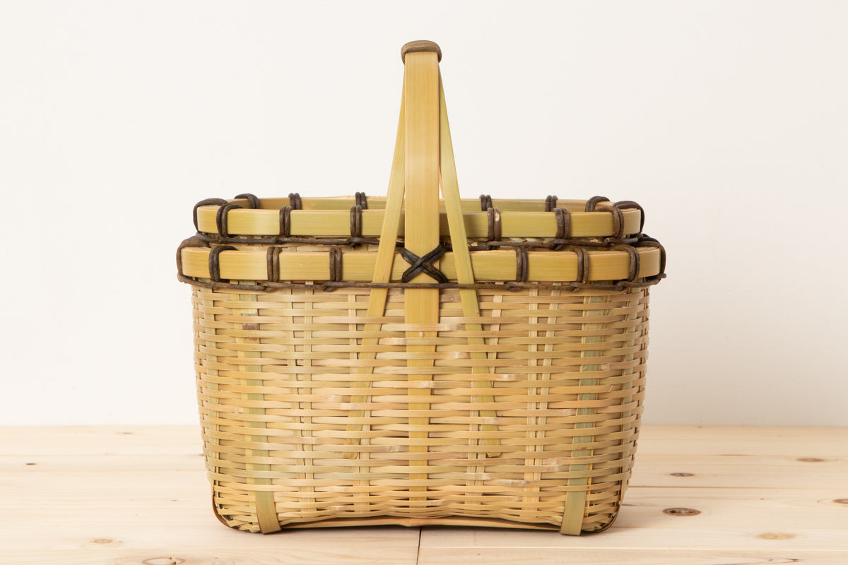 Lunch Basket with Lid Small / Green Madake Bamboo / Oita-JPN 220633-1