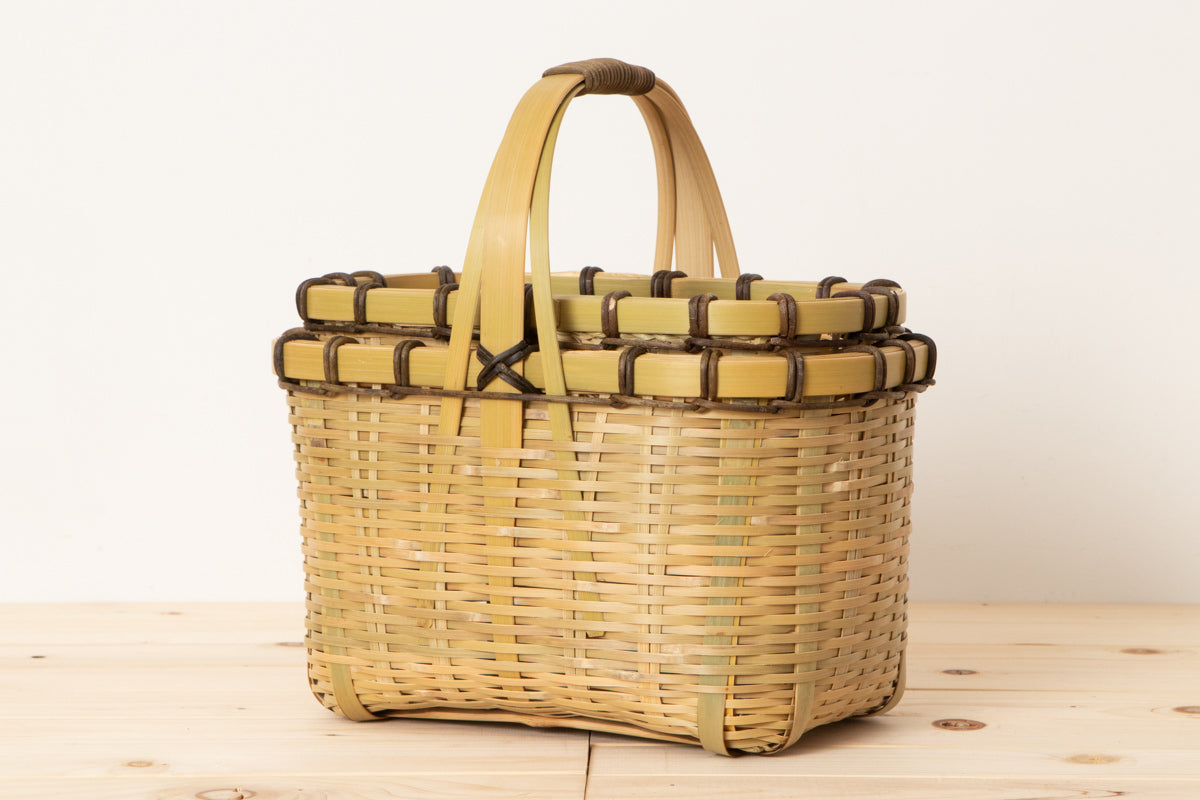 Lunch Basket with Lid Small / Green Madake Bamboo / Oita-JPN 220633-1