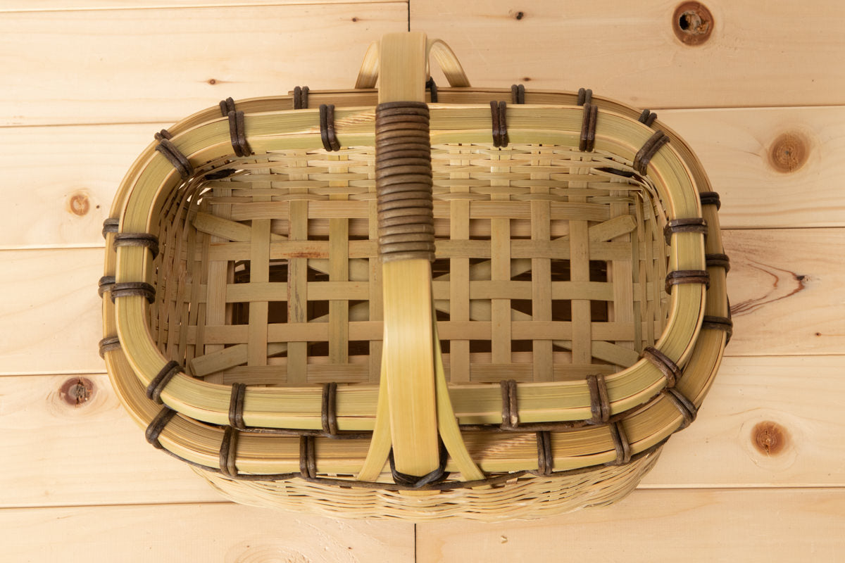 Lunch Basket with Lid Small / Green Madake Bamboo / Oita-JPN 220633-1