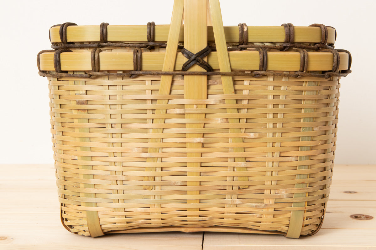 Lunch Basket with Lid Small / Green Madake Bamboo / Oita-JPN 220633-1