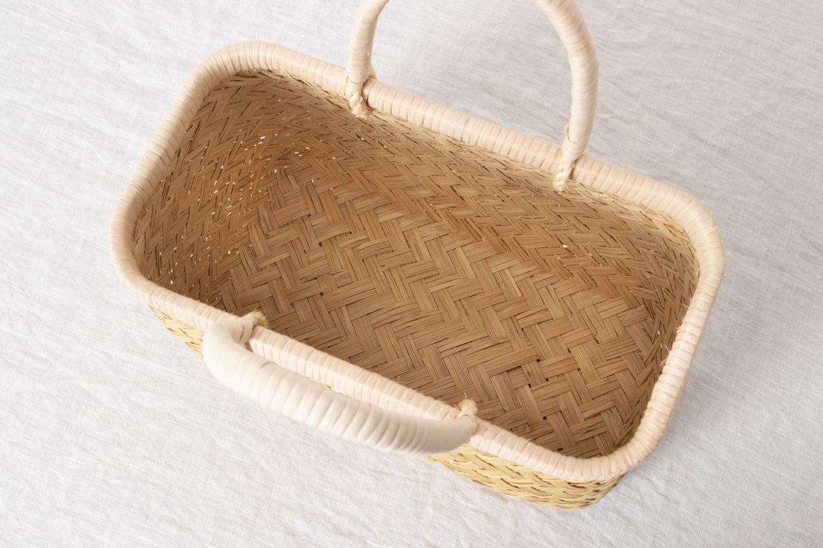 Shopping basket S -rattan handle- / Suzu bamboo / Iwate-JPN 450816-1
