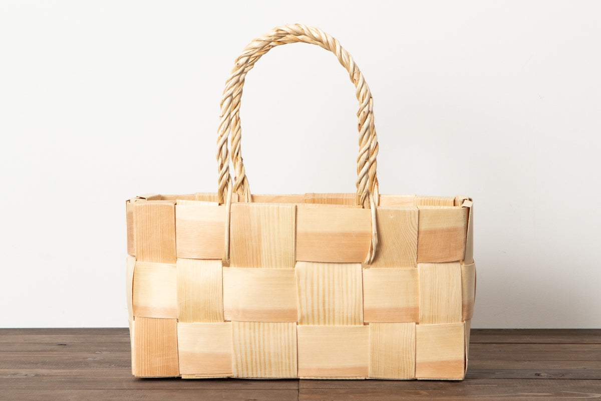 エストニア/パイン サイドバスケット(持ち手つき) 330711-1
