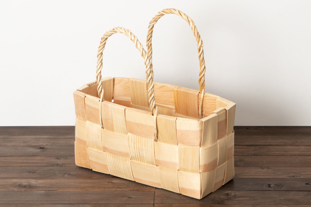 エストニア/パイン サイドバスケット(持ち手つき) 330711-1