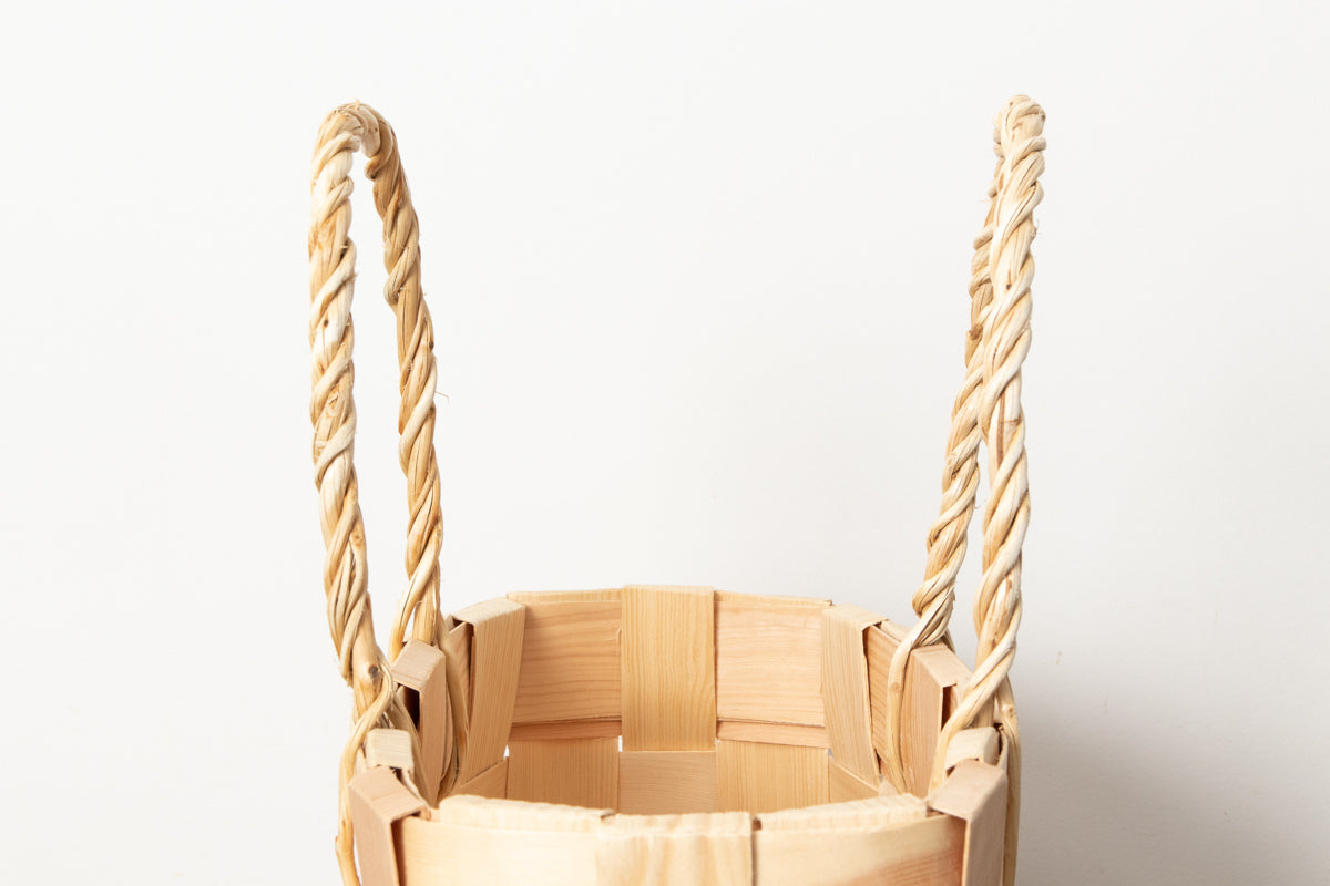 エストニア/パイン サイドバスケット(持ち手つき) 330711-1