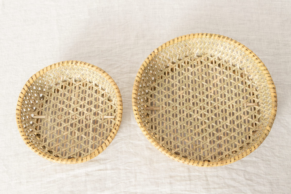 Round cup basket, M, L (shallow) / Nemagari bamboo / Nagano-JPN 610211