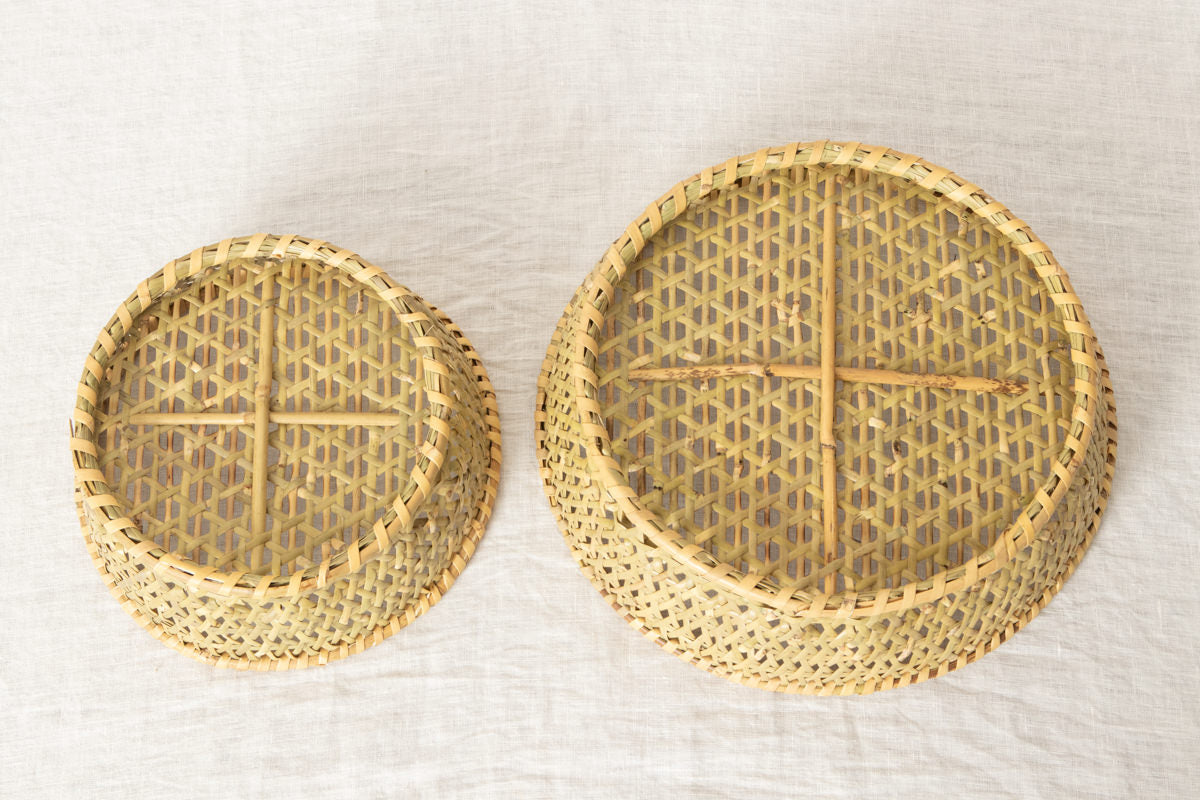 Round cup basket, M, L (shallow) / Nemagari bamboo / Nagano-JPN 610211