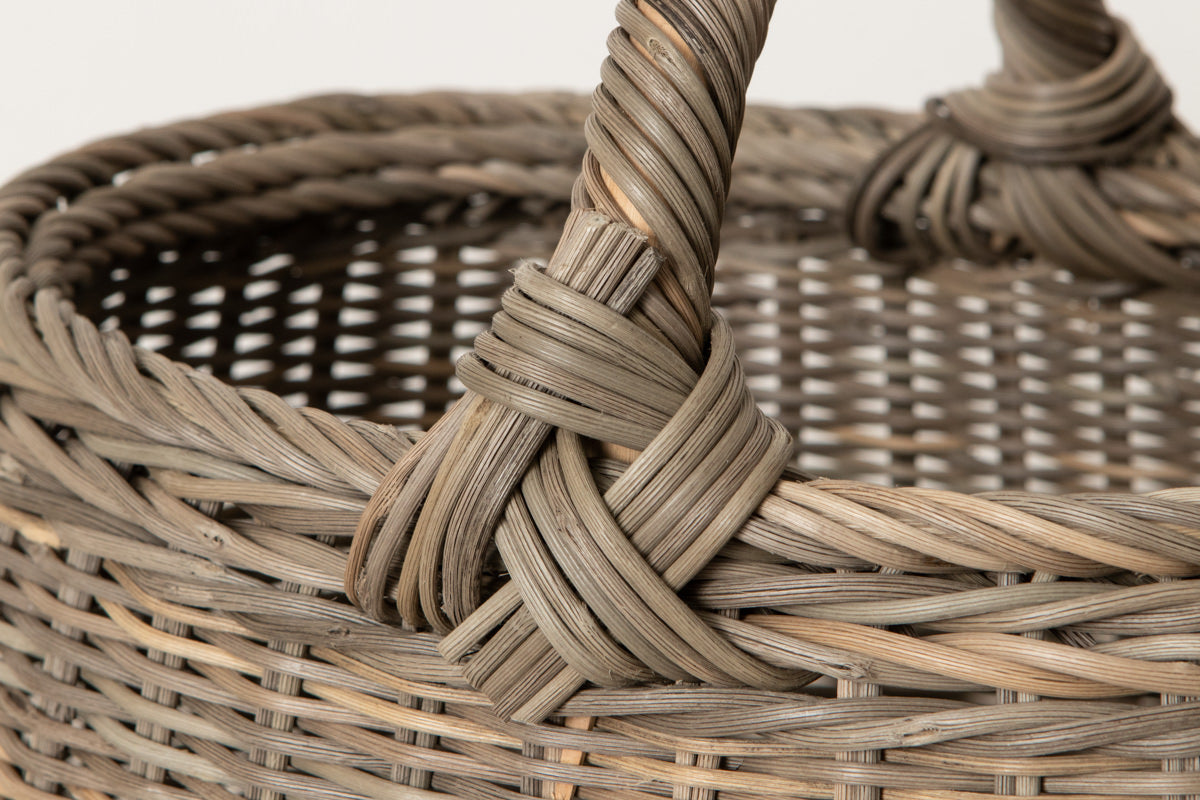 Rounded Basket with Handle / Gray Akebi Vine / Nagano-JPN 311252-1