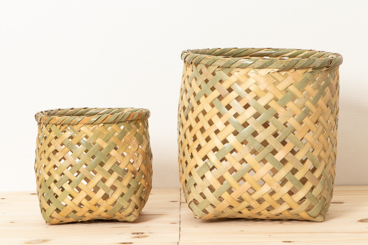 Yotsume Weave Round Basket “Mekai” / Madake Bamboo / Ibaraki-JPN 330611
