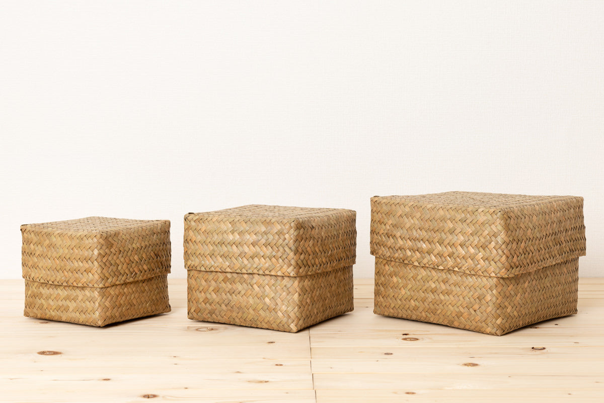 Compact organaizing basket with lid “Cube” S, M, L / Kachū /THA 3115128