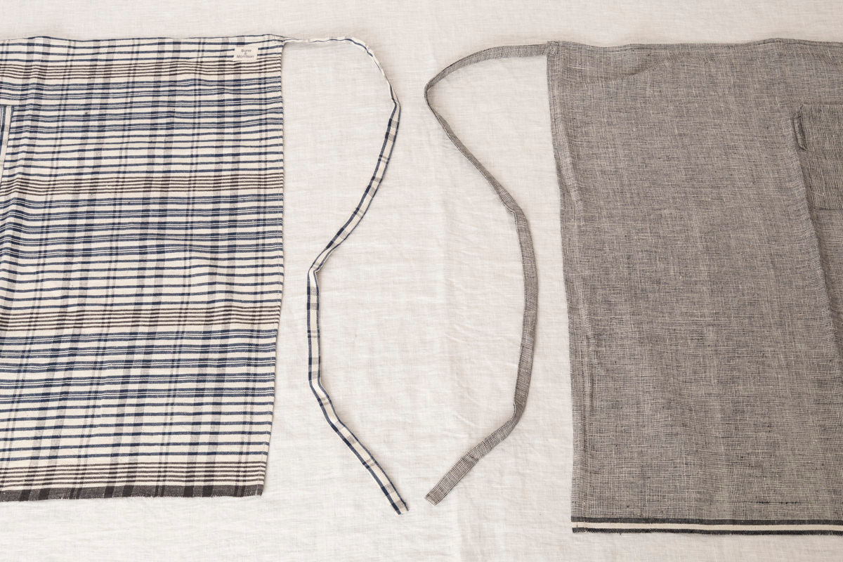 Full Apron / Brush Gray, Madras / Khadi cotton / IND 330905