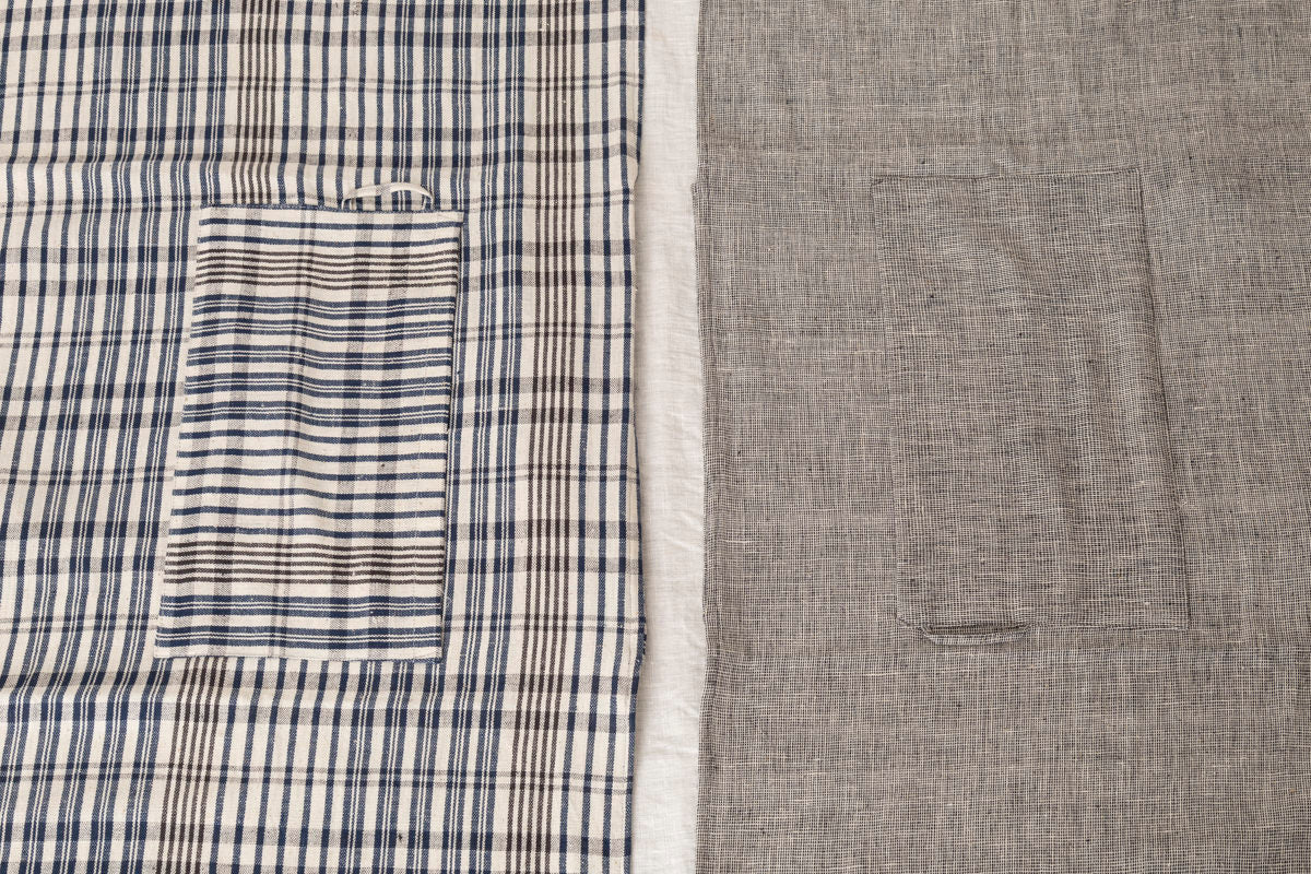 Full Apron / Brush Gray, Madras / Khadi cotton / IND 330905