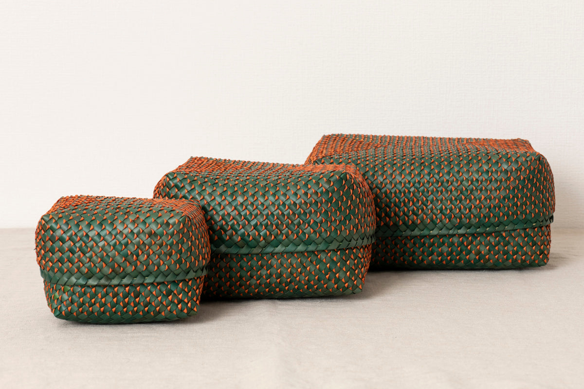 Kottan Basket “Green Orange” S, M, L / Palm leaf / IND 330911