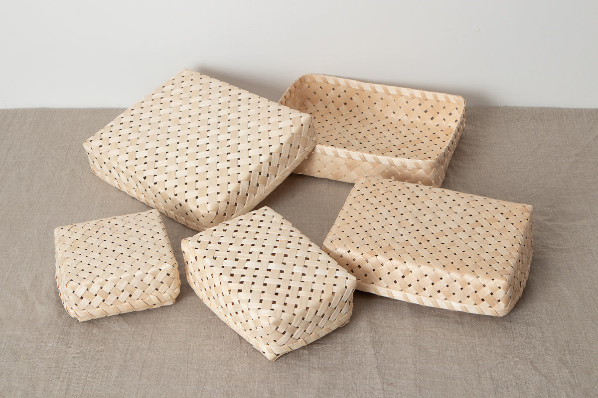 Square basket with lid S, M, L, XL / Itaya maple / Akita-JPN 720901