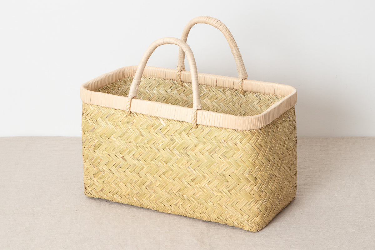 Market Basket Rattan Handle M / Suzutake Bamboo / Iwate-JPN 450809-1