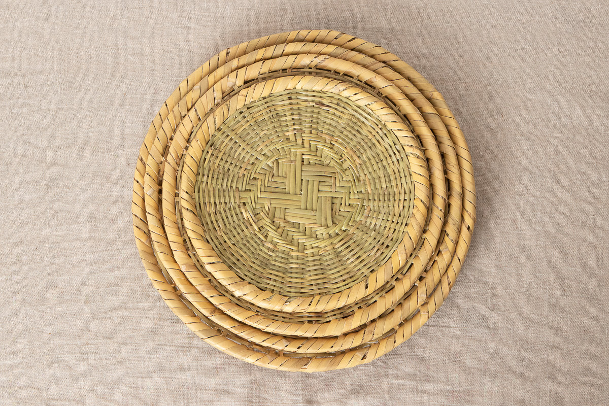 Round plate “Soba-Zaru” 4 sizes / Nemagari bamboo / Nagano-JPN 610202