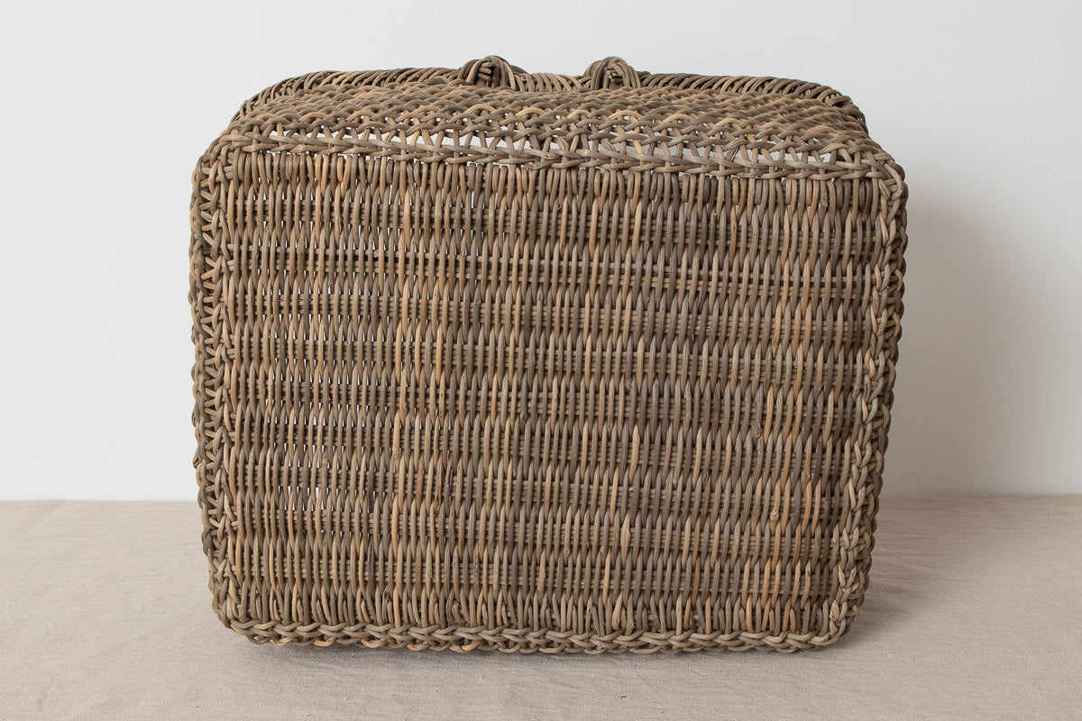 Wide Rectangle Basket with Handle – Sukashi Weave / Gray Akebi Vine / Nagano-JPN 311249-1