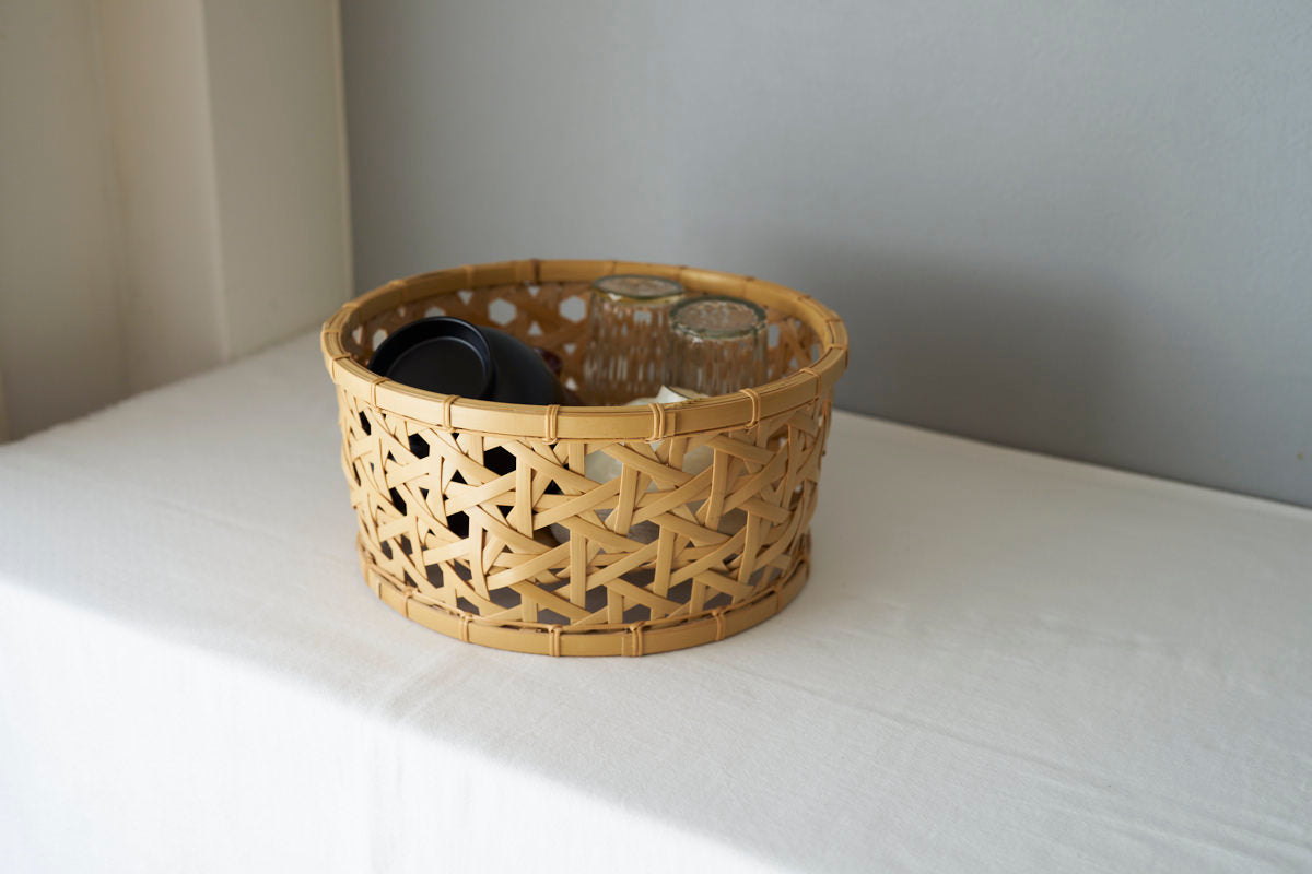 愛媛県/真竹(白竹) 丸椀かご 二重六つ目 520203-1