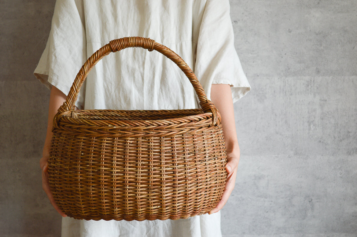 2 handle basket / Brown Akebi vine / Nagano-JPN 311250-1