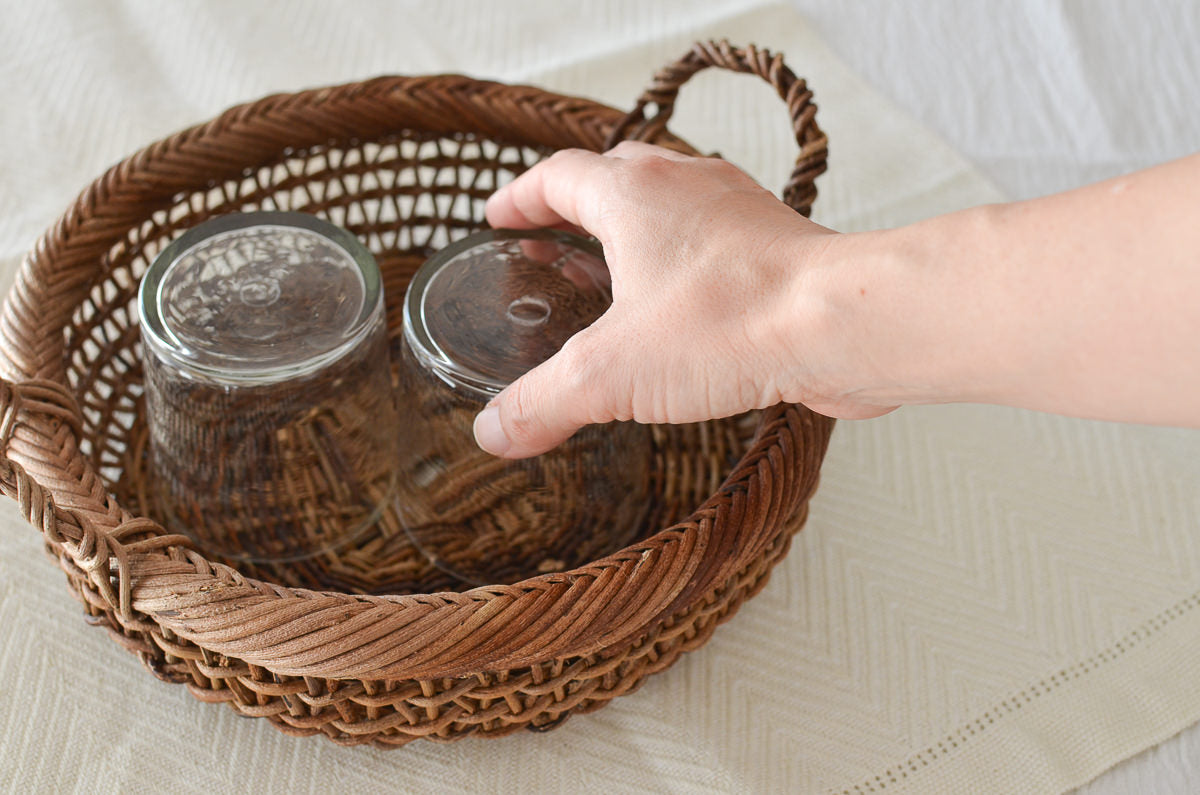 Round Serving Basket – Sukashi Weave / Akebi Vine / Nagano-JPN 311228-1