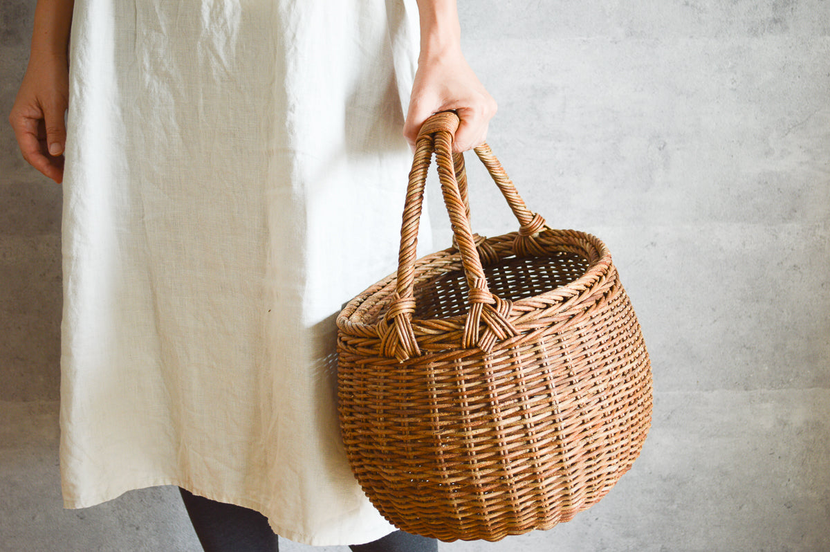 2 handle basket / Brown Akebi vine / Nagano-JPN 311250-1