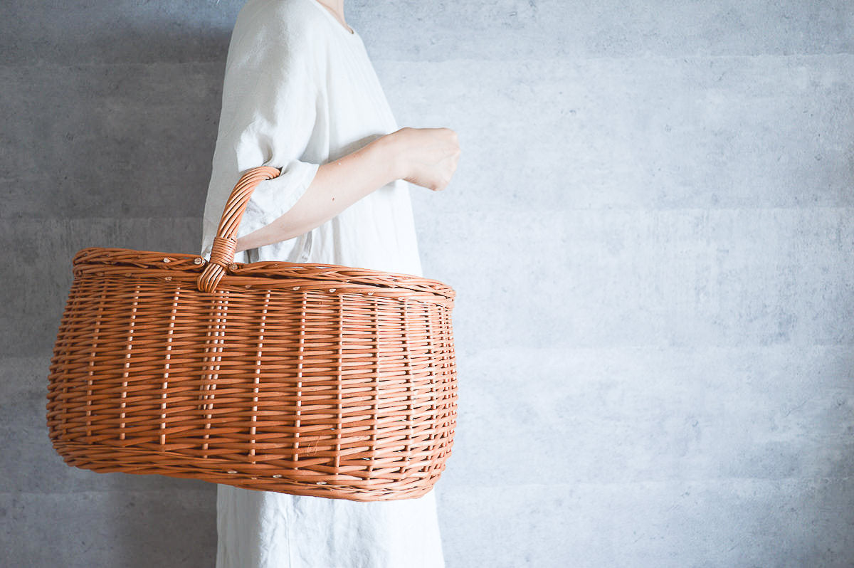 One handle basket with lid / Willow / POL 340217-1