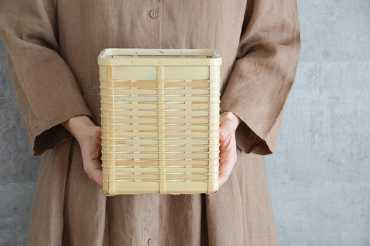 Wastepaper basket S / White bamboo / Kagoshima-JPN 211207-1
