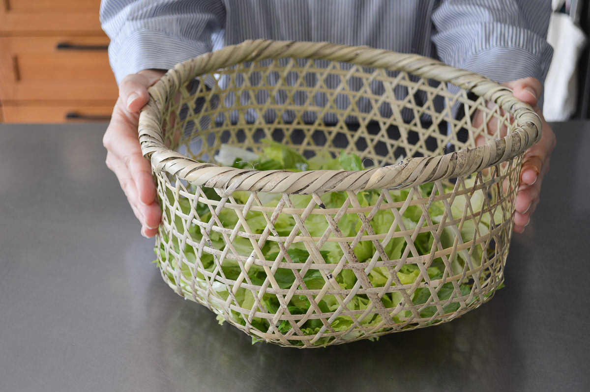 Vegetable washing basket S, M ,L / Shino bamboo / Miyagi-JPN 330103